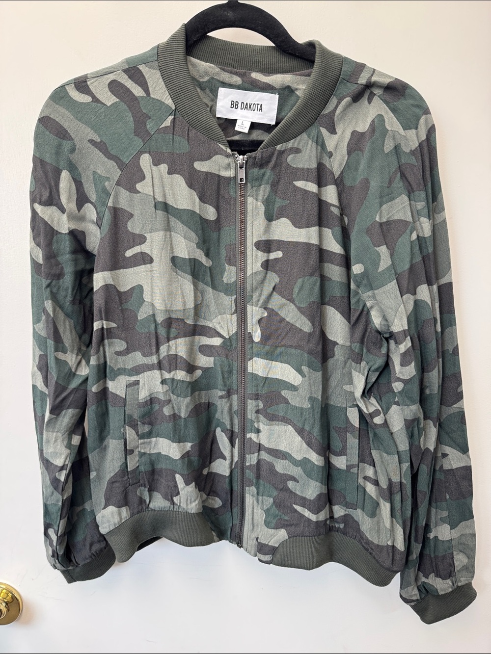 BB Dakota Green & Gray Camo Bomber Jacket